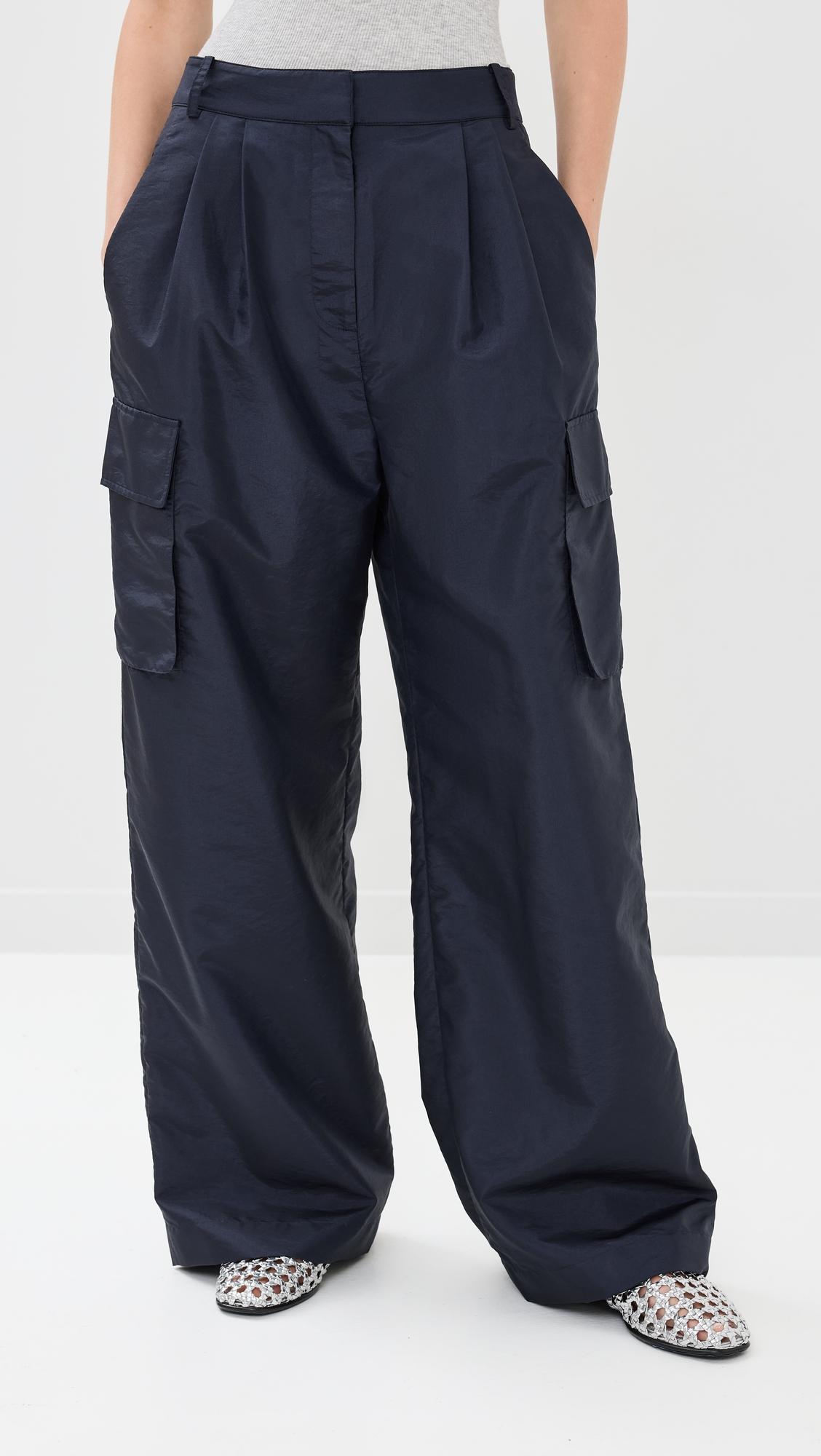 Crispy Nylon Stella Pleated Cargo Pants by TIBI