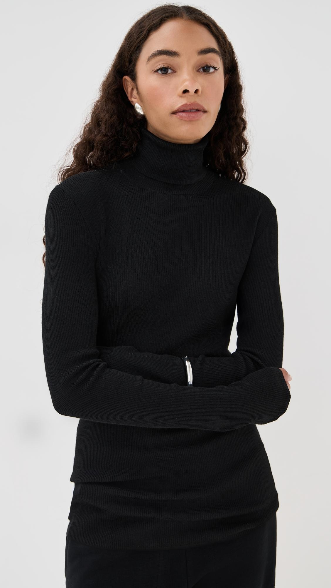 Feather Weight Ribbed Sweater Turtleneck Pullover by TIBI