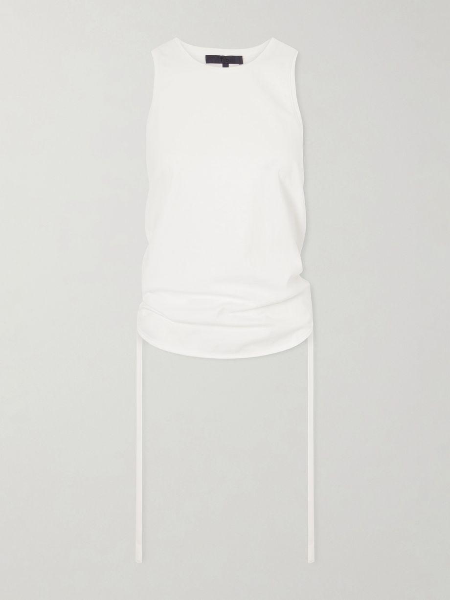 Ruched open-back cotton-blend jersey tank by TIBI