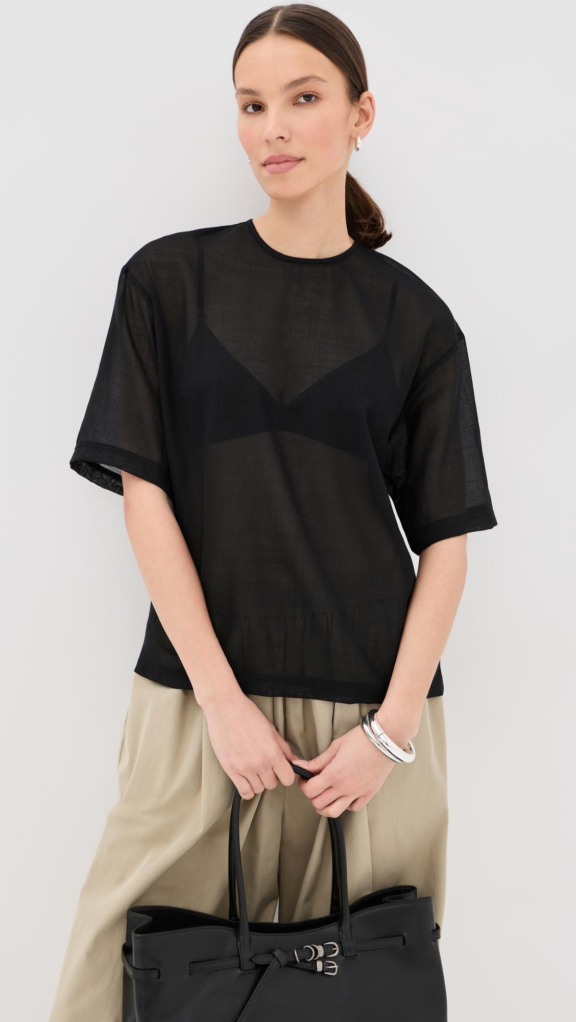 Sheer Wool Gauze Easy Tee by TIBI