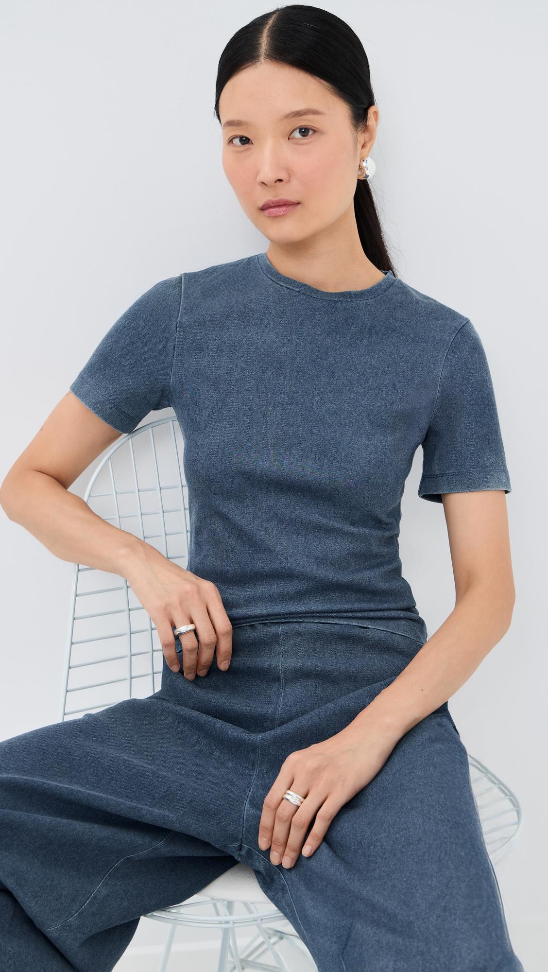 Stretch Denim Baby Tee by TIBI