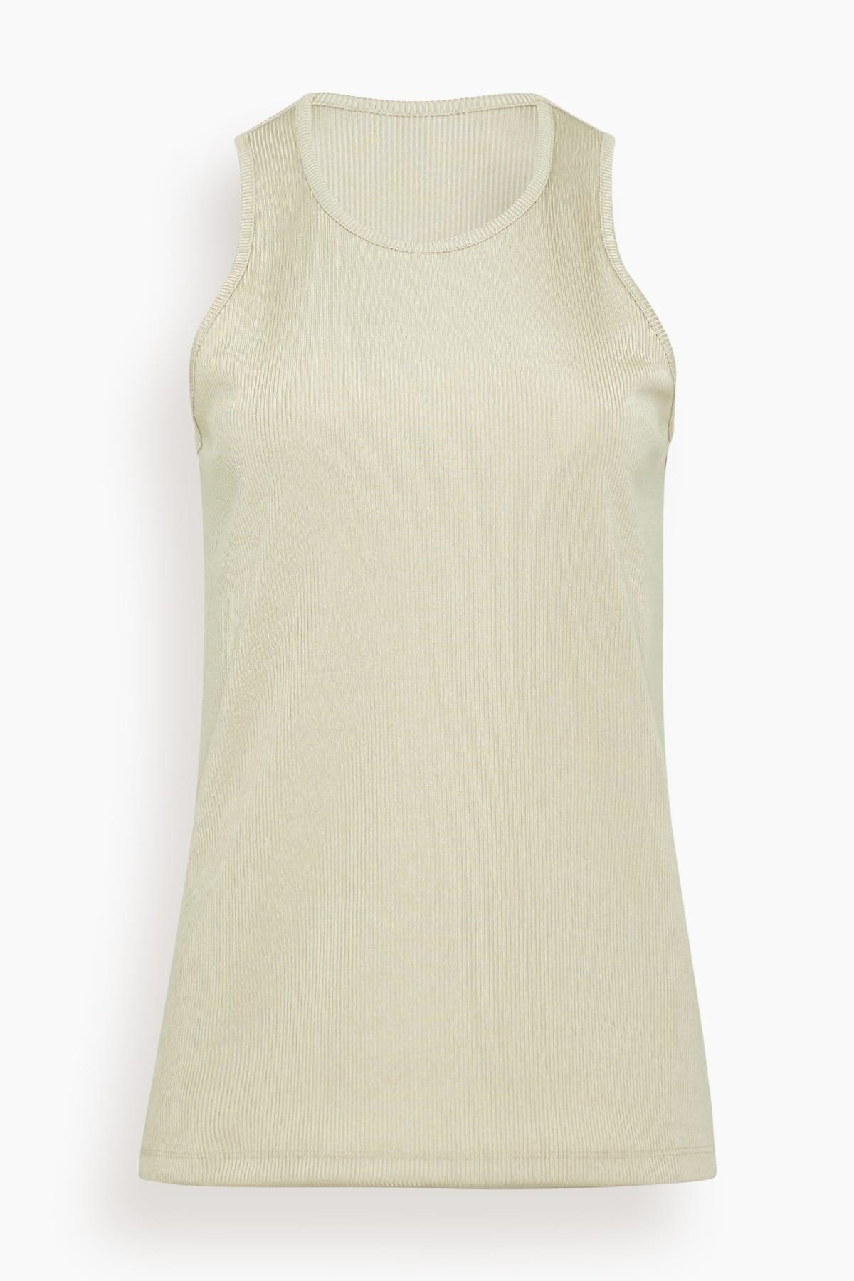 Stretch Luxe Rib Tank Top in Taupe by TIBI