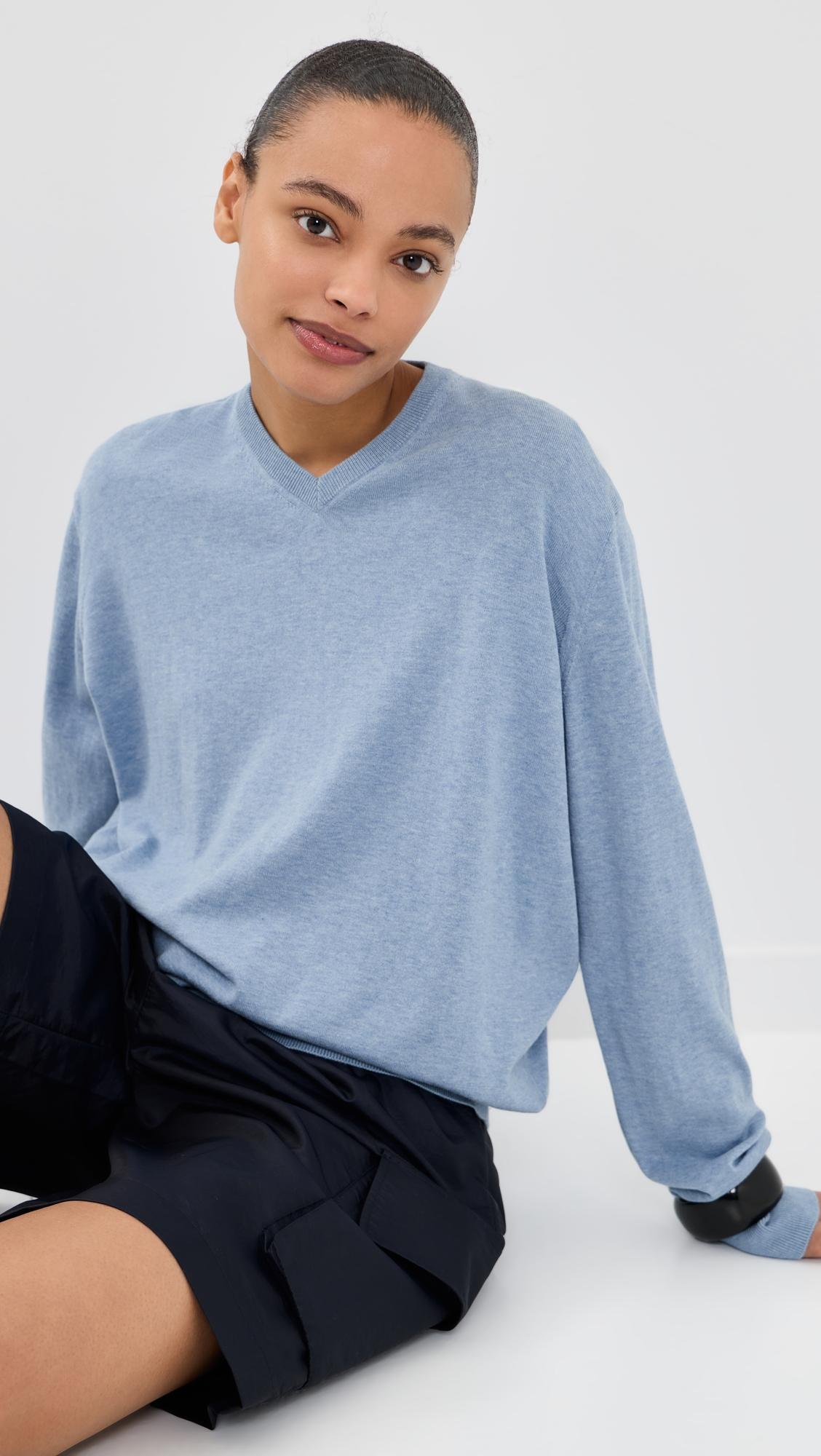 Super Fine Gauge Perfect V Neck Pullover by TIBI