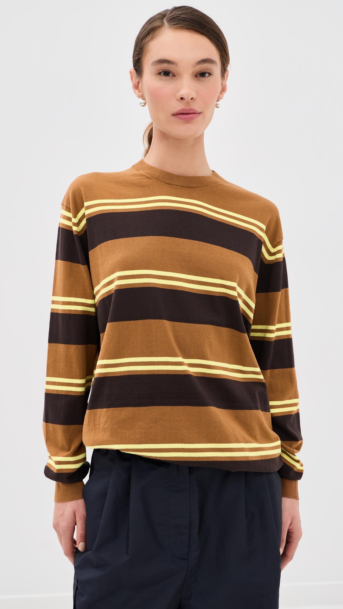 Super Fine Gauge Striped Perfect Pullover by TIBI