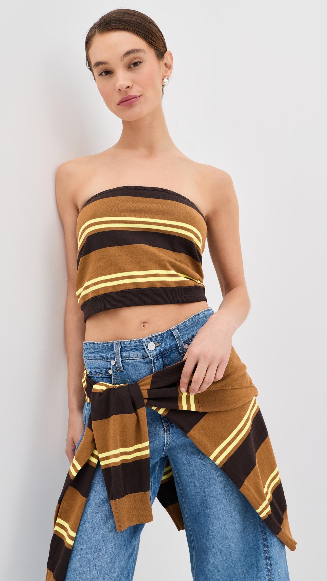 Super Fine Gauge Striped Perfect Tube Top by TIBI