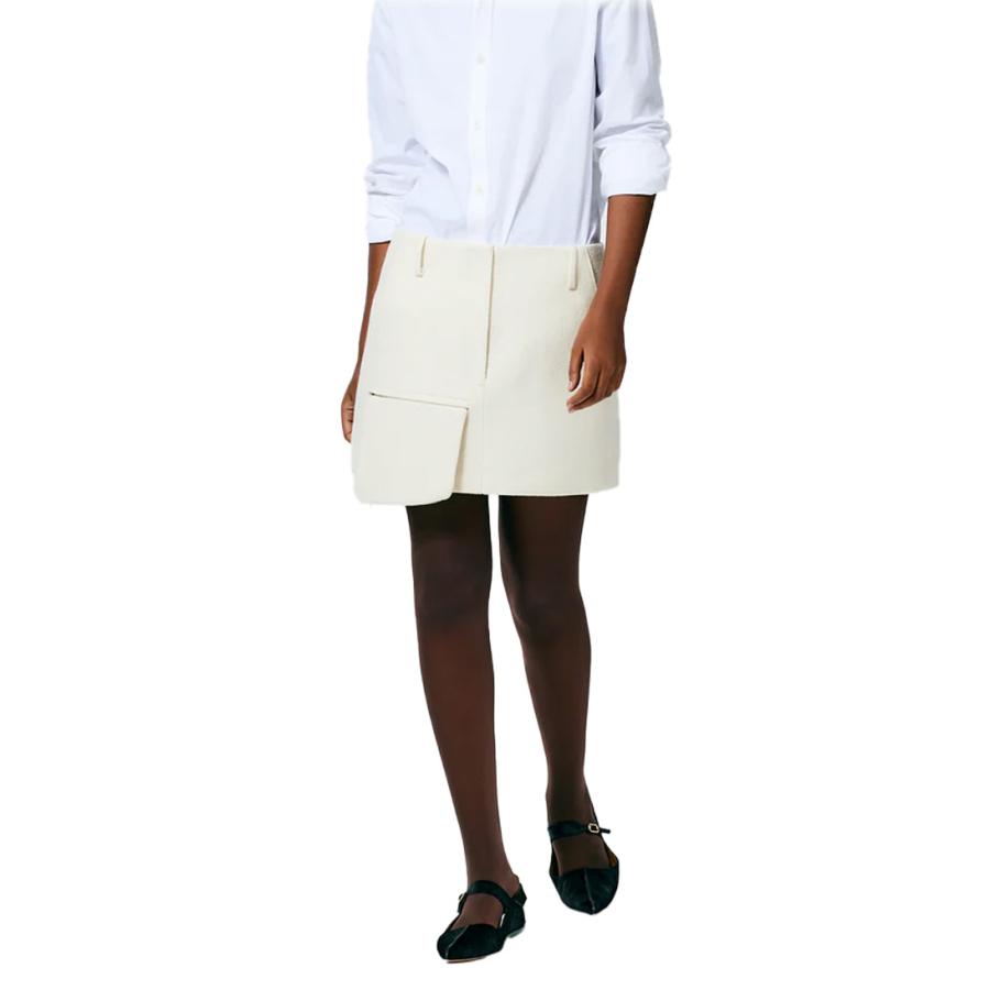 Tibi Ladies Ivory Boiled Wool Mini Skirt by TIBI
