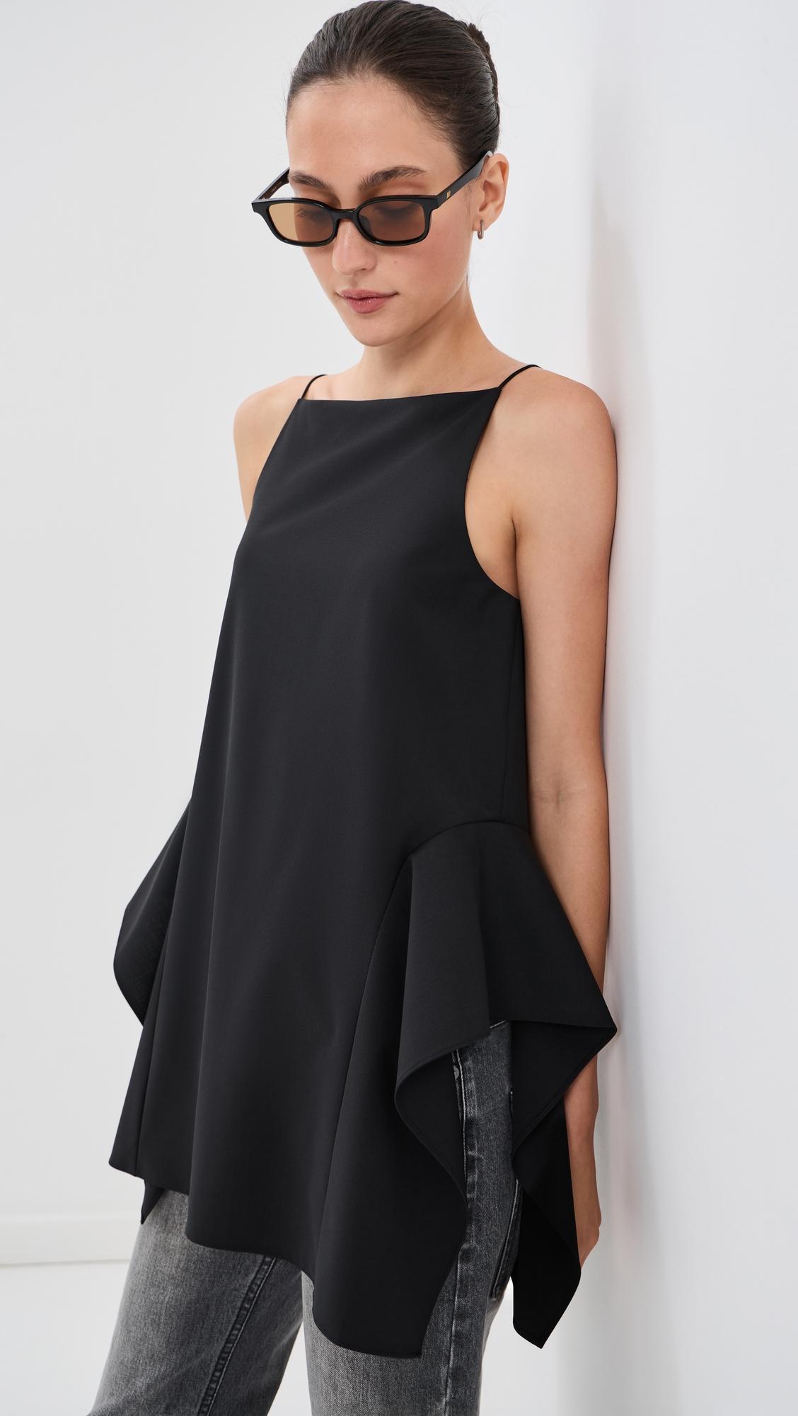 Tropical Wool Side Drape Top by TIBI