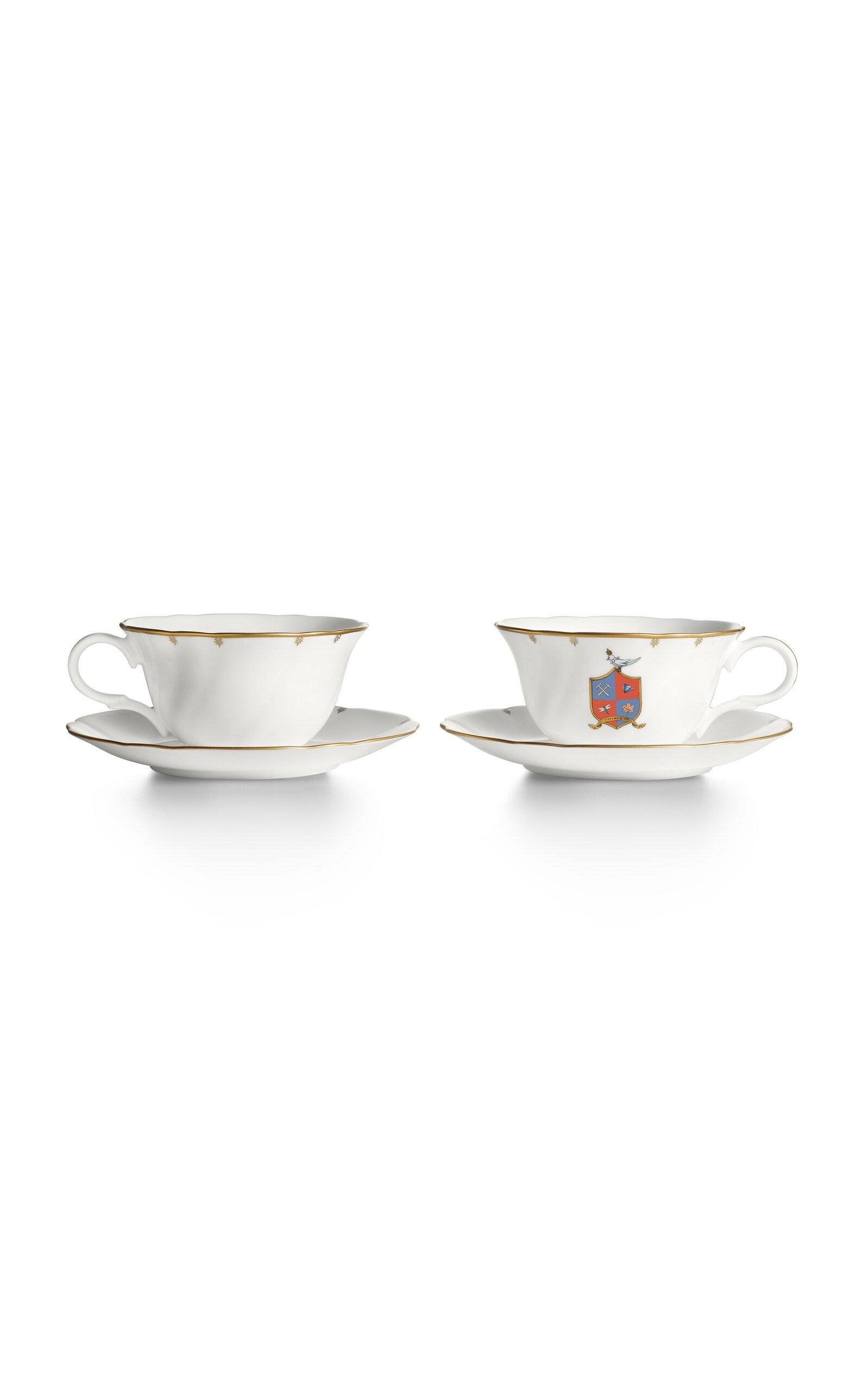Tiffany & Co. - Crest Set-of-Two Bone China Tea Cup - White - Moda Operandi by TIFFANY&CO.