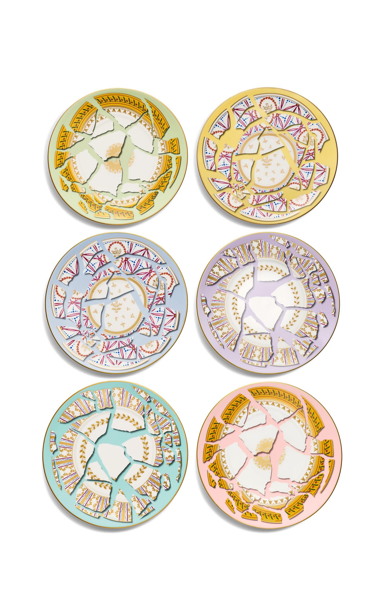 Tiffany & Co. - Exclusive x Fondation César Set-of-Six China Dessert Plates - Multi - Moda Operandi by TIFFANY&CO.
