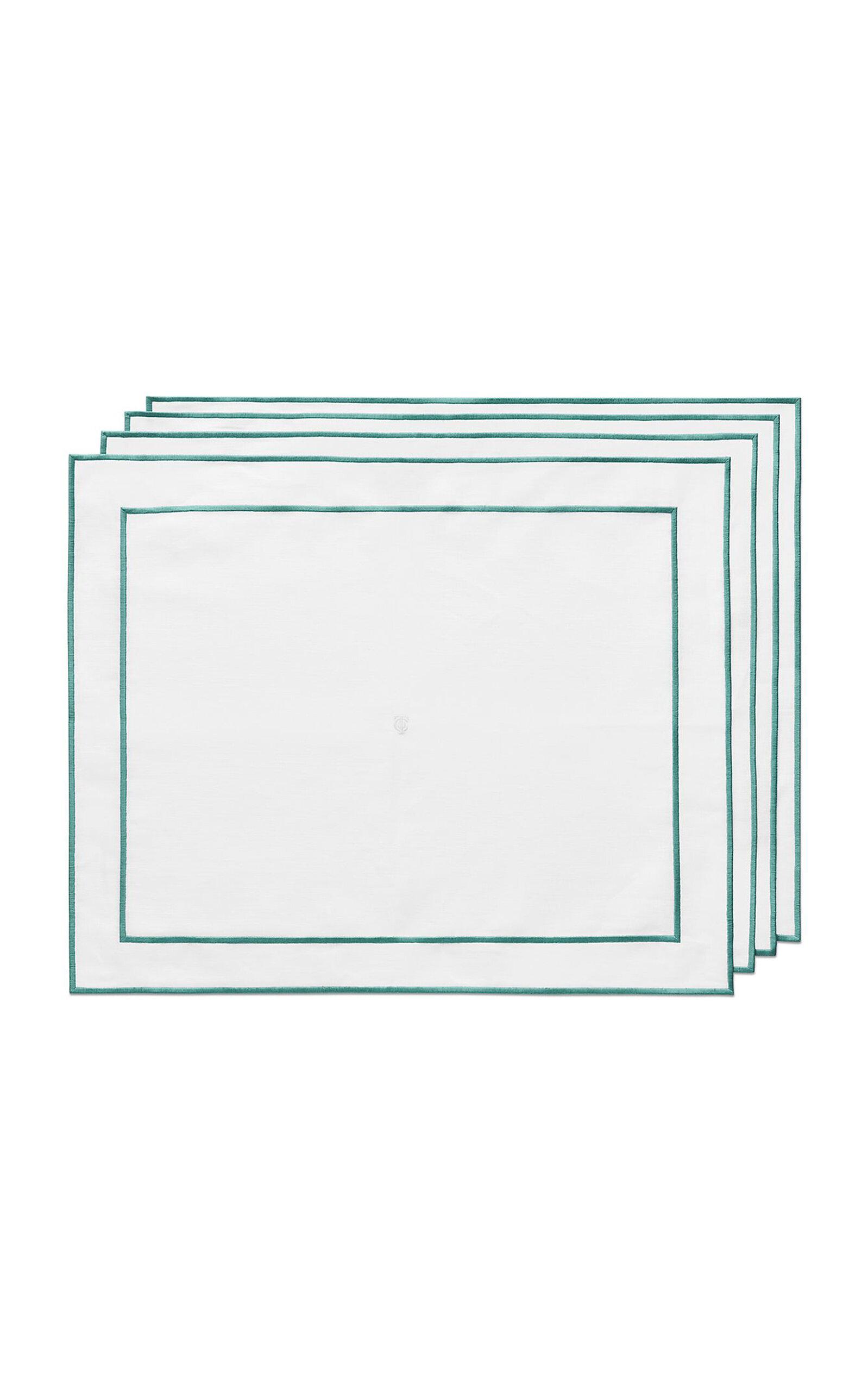 Tiffany & Co. - Set-of-Four Embroidered Linen Placemats - Blue - Moda Operandi by TIFFANY&CO.