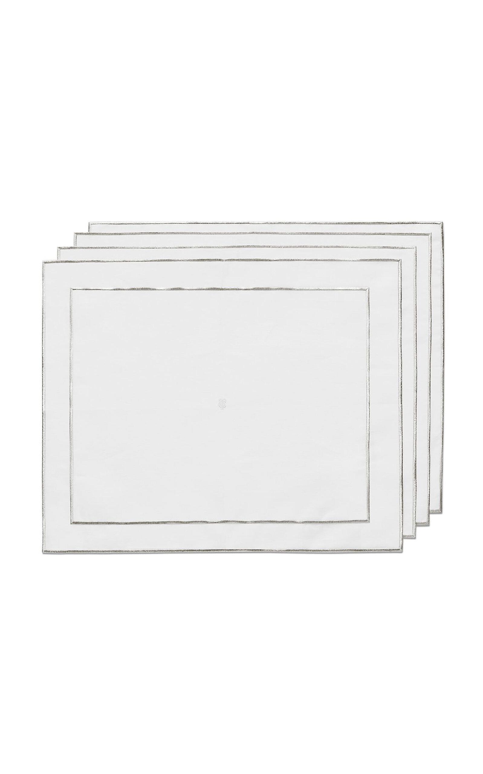 Tiffany & Co. - Set-of-Four Embroidered Linen Placemats - Silver - Moda Operandi by TIFFANY&CO.