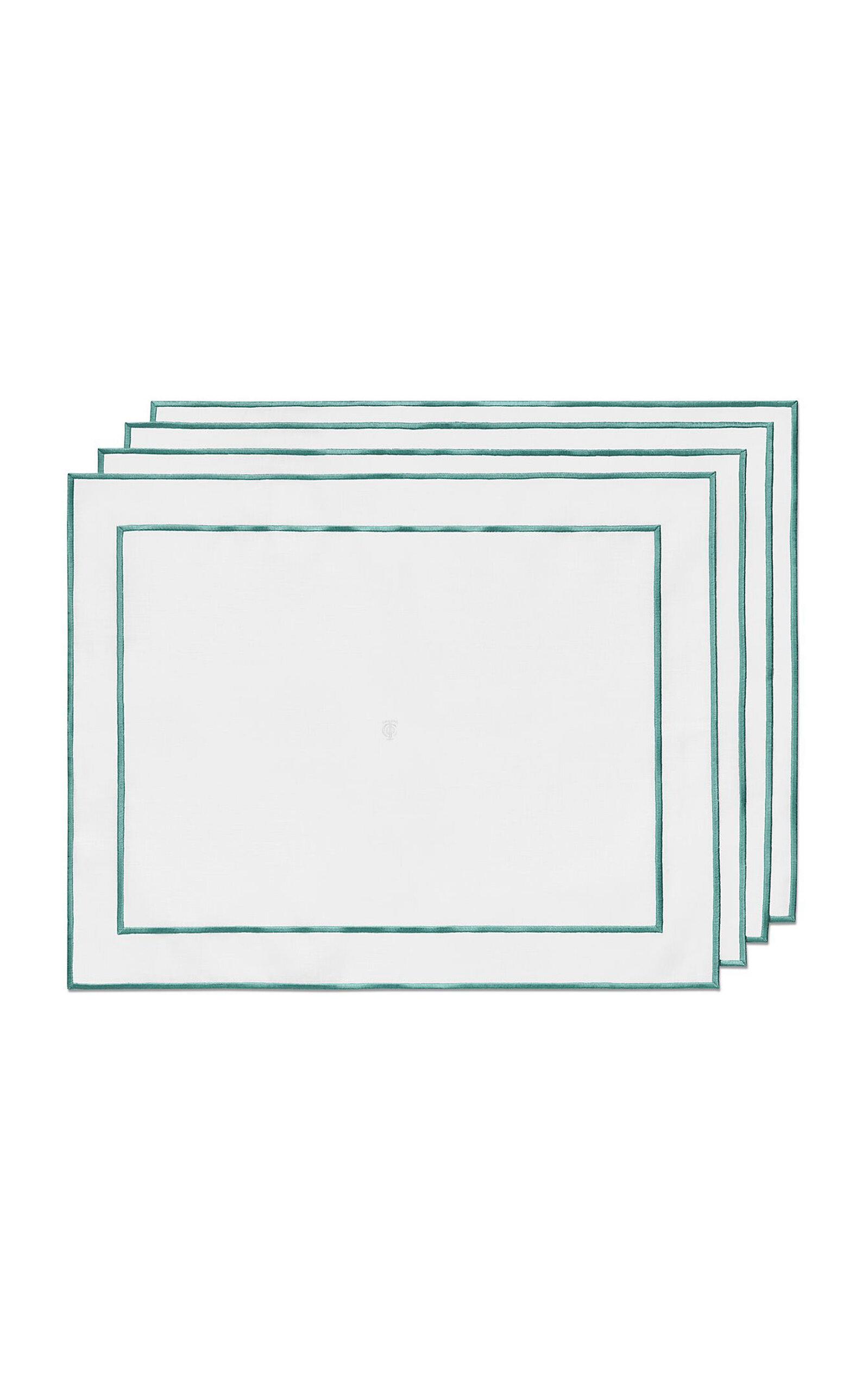 Tiffany & Co. - Set-of-Four Small Embroidered Linen Placemats - Blue - Moda Operandi by TIFFANY&CO.