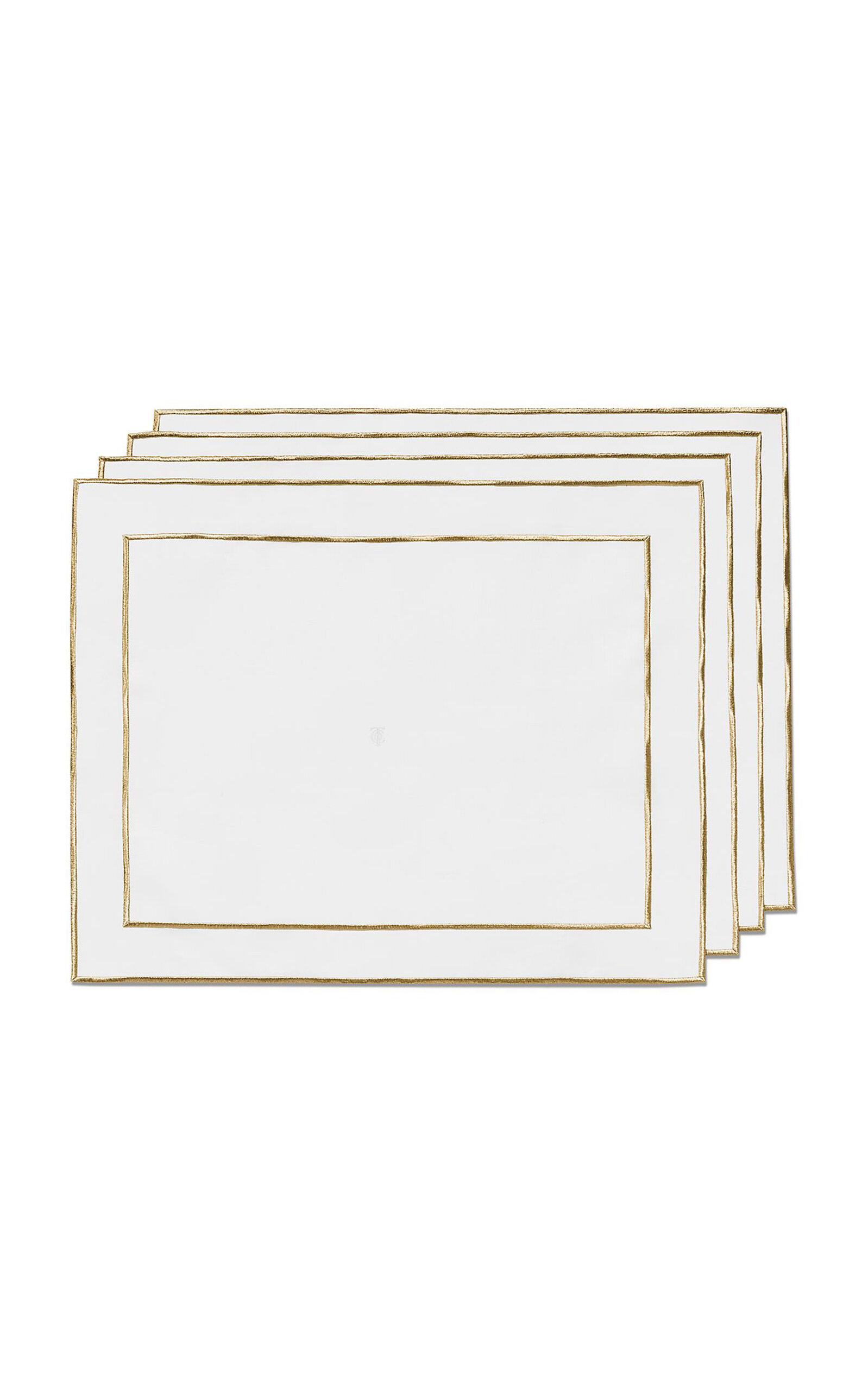 Tiffany & Co. - Set-of-Four Small Embroidered Linen Placemats - Gold - Moda Operandi by TIFFANY&CO.