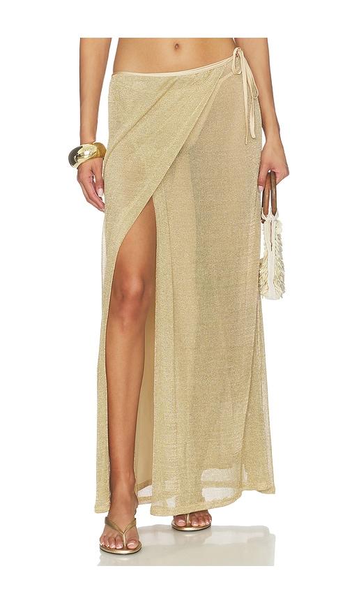 Tiger Mist Cyrene Tie Maxi Skirt in Metallic Gold by TIGER MIST