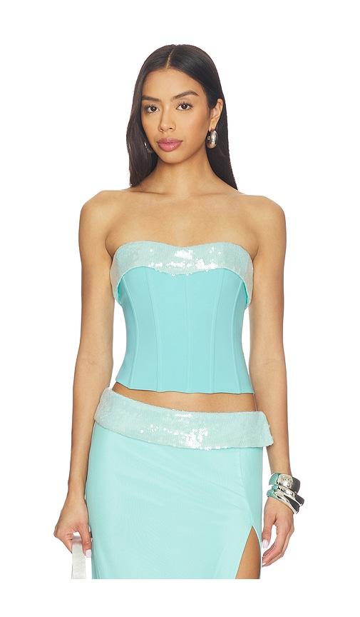 Tiger Mist Sequin Bust Corset in Baby Blue by TIGER MIST
