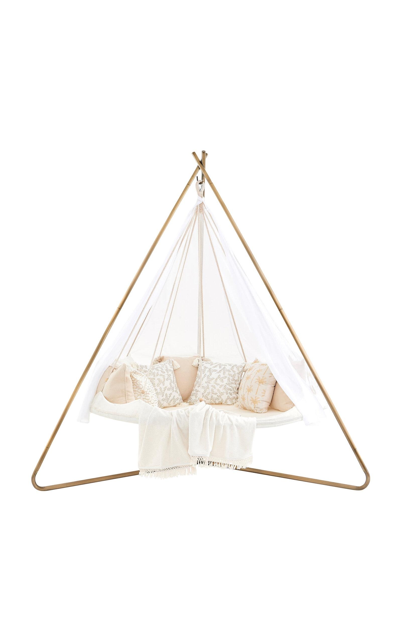 TiiPii Bed - Large Deluxe Sunbrella TiiPii Bed + Deluxe Bronzed Stainless Steel Stand Set - White - Moda Operandi by TIIPII BED