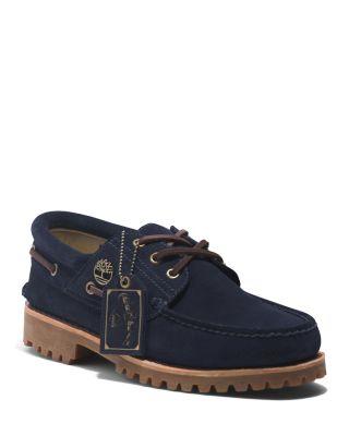 Men's C.F. Stead Indigo Suede 3 Eye Lug Handsewn Boat Shoes by TIMBERLAND