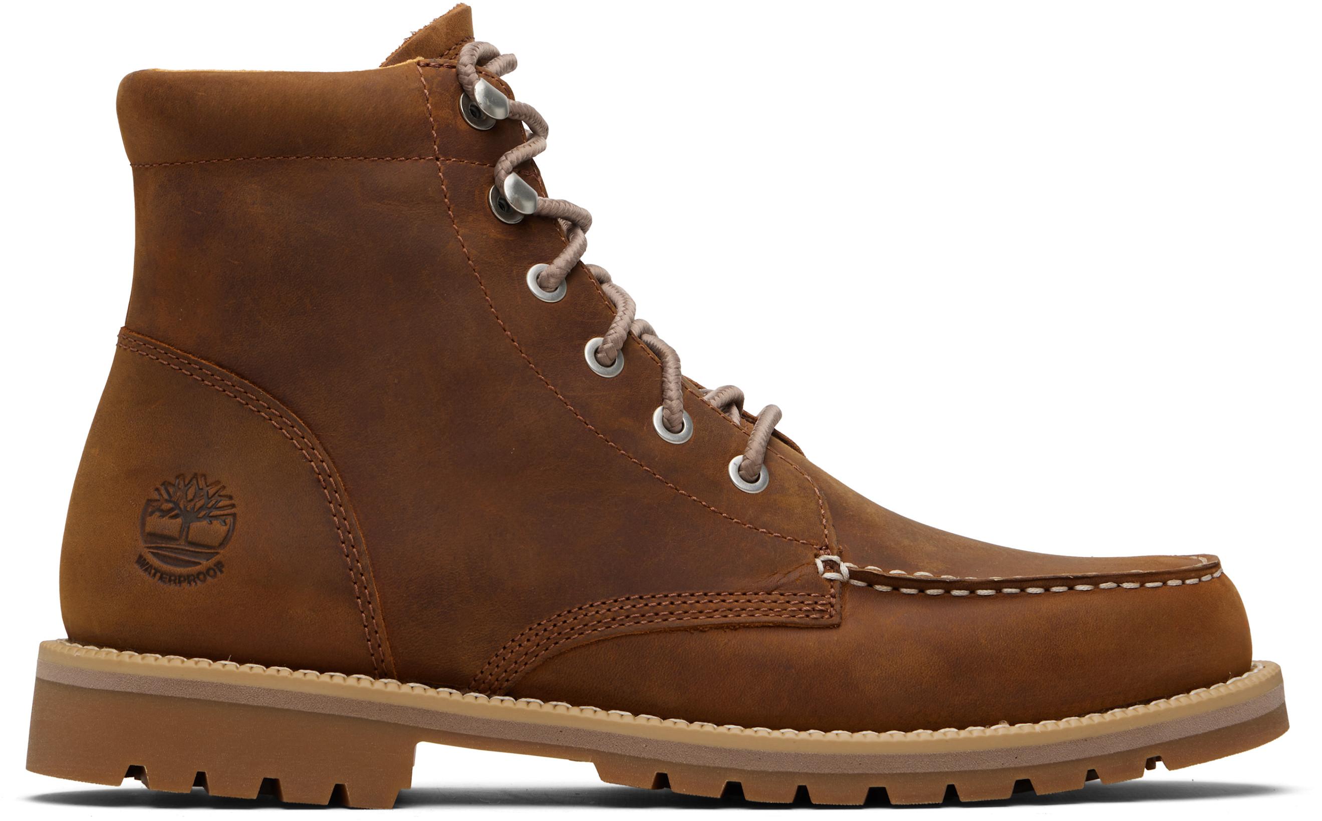 Tan Redwood Falls Waterproof Moc-Toe Boots by TIMBERLAND