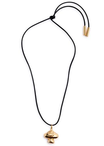 Mushroom 24kt gold-plated leather cord necklace by TIMELESS PEARLY