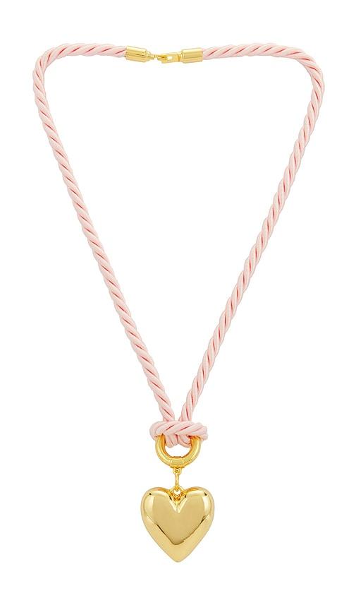 Timeless Pearly Pink Heart Necklace in Metallic Gold by TIMELESS PEARLY