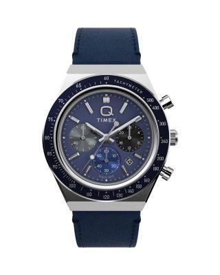 Q Timex Chronograph Leather Strap Watch by TIMEX