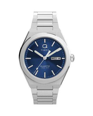 Q Timex&reg; Continental Day & Date Stainless Steel Bracelet Watch by TIMEX