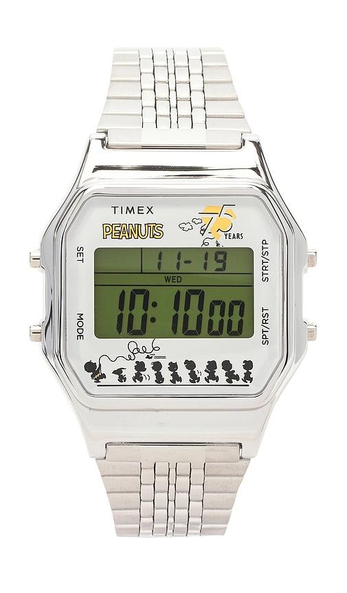 Timex Peanuts 75th Anniversary 34mm Stainless Steel Watch in Metallic Silver by TIMEX