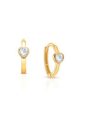 Children's 14K Gold True Love Clear Heart Girls' Huggie Hoop Earrings by TINY BLESSINGS Children's 14K Gold True Love Clear Heart Girls' Huggie Hoop Earrings by TINY BLESSINGS