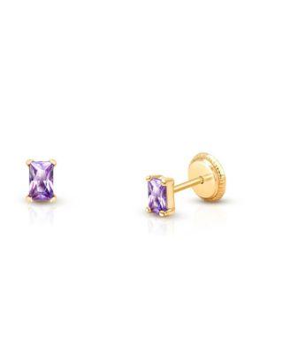Girl s 14K Gold Radiant Cubic Zirconia Stud Earrings - Baby by TINY BLESSINGS