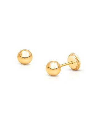 Girls' 14K Gold Classic Round Stud Earrings - Baby by TINY BLESSINGS