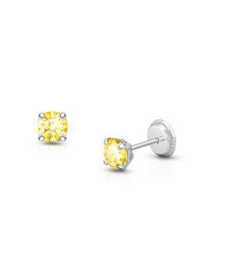 Girls' 14K Gold Crystal Birthstone Stud Earrings - Baby by TINY BLESSINGS