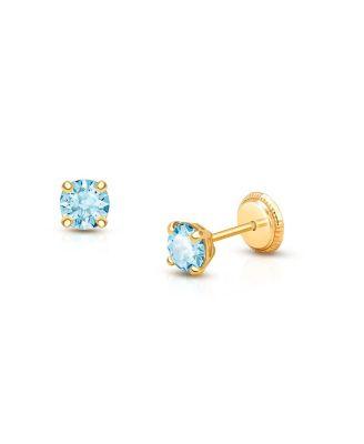 Girls' 14K Gold Crystal Birthstone Stud Earrings - Baby by TINY BLESSINGS