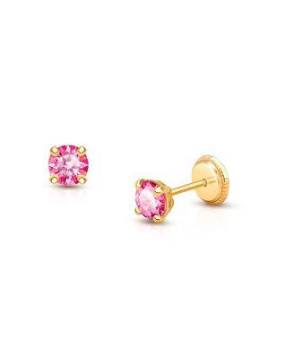 Girls' 14K Gold Crystal Birthstone Stud Earrings - Baby by TINY BLESSINGS