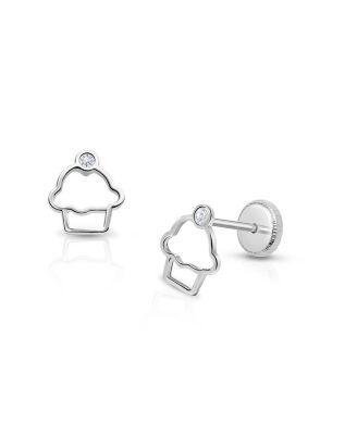 Girls' 14K Gold Cupcake Cutie Stud Earrings - Baby by TINY BLESSINGS