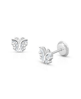 Girls' 14K Gold Curly Butterfly Stud Earrings - Baby by TINY BLESSINGS