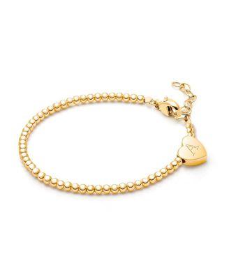 Girls' 14K Gold Dainty Heart & Engraved Initial 5.25" Bracelet - Baby by TINY BLESSINGS