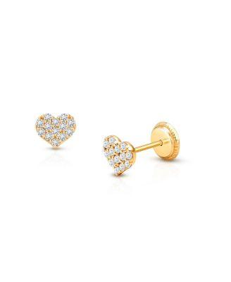 Girls' 14K Gold Dearest Heart Stud Earrings - Baby by TINY BLESSINGS