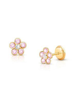 Girl's 14K Gold Flower Girl Stud Earrings - Baby by TINY BLESSINGS