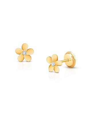 Girls' 14K Gold Forget Me Not Flower Stud Earrings - Baby by TINY BLESSINGS