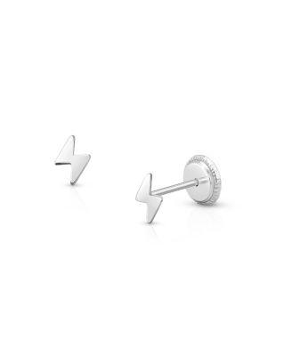 Girls' 14K Gold Lightning Bolt Studs Screw Back Earrings - Children by TINY BLESSINGS