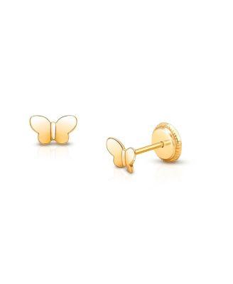 Girls' 14K Gold Little Butterfly Studs Screw Back Earrings by TINY BLESSINGS
