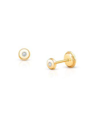 Girls' 14K Gold Little Darling Genuine Diamond Stud Earrings - Baby by TINY BLESSINGS