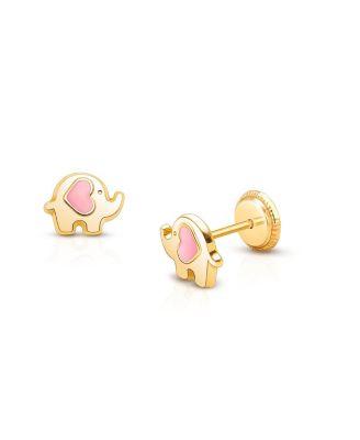Girl's 14K Gold Little Elephant Stud Earrings - Baby by TINY BLESSINGS