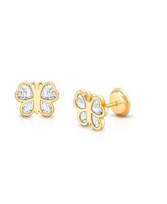 Girls' 14K Gold Lovely Butterfly Stud Earrings - Baby by TINY BLESSINGS