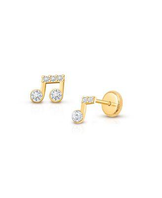 Girls' 14K Gold Magical Music Notes Stud Earrings - Baby by TINY BLESSINGS