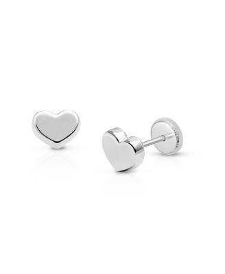 Girls' 14K Gold Modern Heart Studs Screw Back Earrings - Baby by TINY BLESSINGS