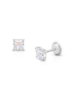 Girls' 14K Gold Princess Cut Stud Earrings - Baby by TINY BLESSINGS