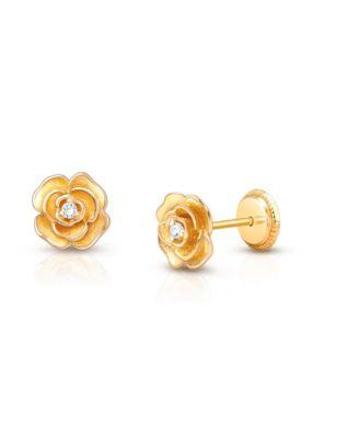 Girls' 14K Gold Rose Radiance Stud Earrings - Baby by TINY BLESSINGS