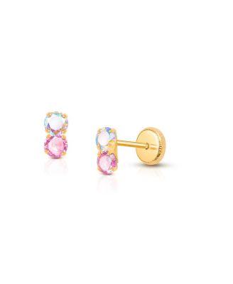 Girls' 14K Gold Shimmer Drop Studs Screw Back Earrings - Baby by TINY BLESSINGS