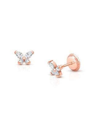 Girls' 14K Gold Tiny Marquise Butterfly Stud Earrings - Baby by TINY BLESSINGS